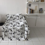 'Frenchie In Spectacles' Patterned Print Fleece Throw